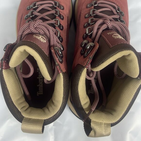 TIMBERLAND WOMEN'S WHITE LEDGE MID LC WATERPROOF BOOT HK MD RED SUEDE A2KNT-ET0 - Picture 4 of 8